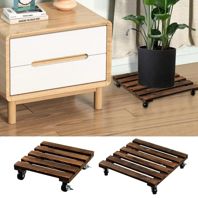 

Plant Stand With Wheels Wooden Plant Dolly Tray Gardening Accessory For Indoor Outdoor Flower Pot Plants For Patio Yard Garden