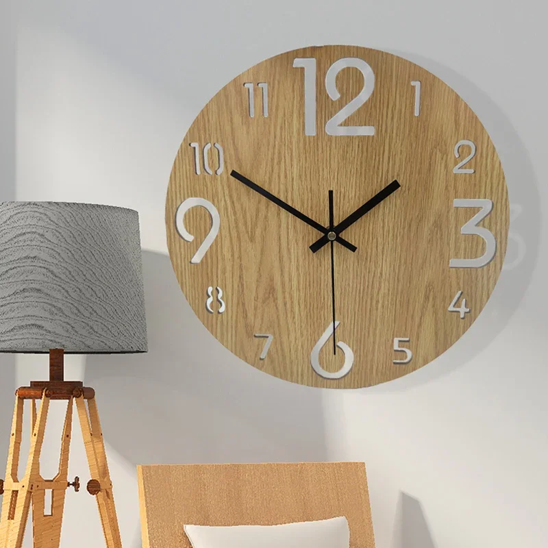 

Minimalist Battery Wood Wall Clock Bedroom Quiet Living Room Wall Clock Modern Luxury Horloge Murale Interior Design YY50WC