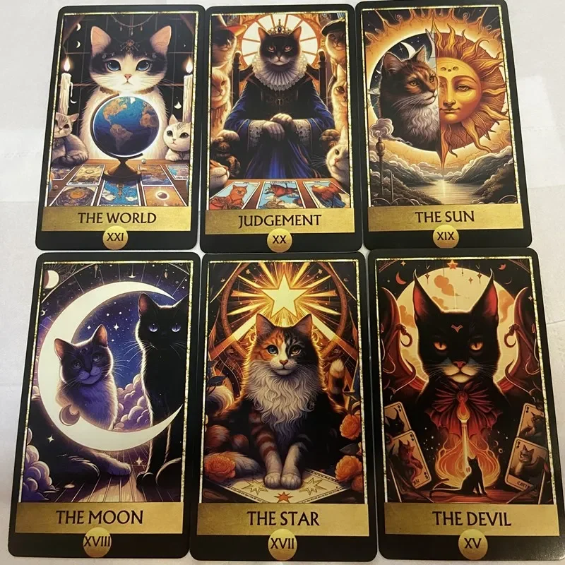 Cat tarot cards A 78 Deck English Version Board games Cards Selfcare for Tarot Readings Vibrant Easy Deck Fortune Telling Game 3