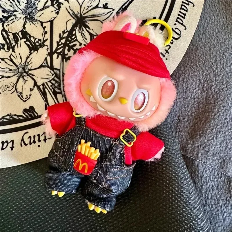 15 17cm For Labubu Doll Workwear Working Cosplay Clothes Fast Food Cola Fries Overalls Outfit Clothing Dollhouse Accessories