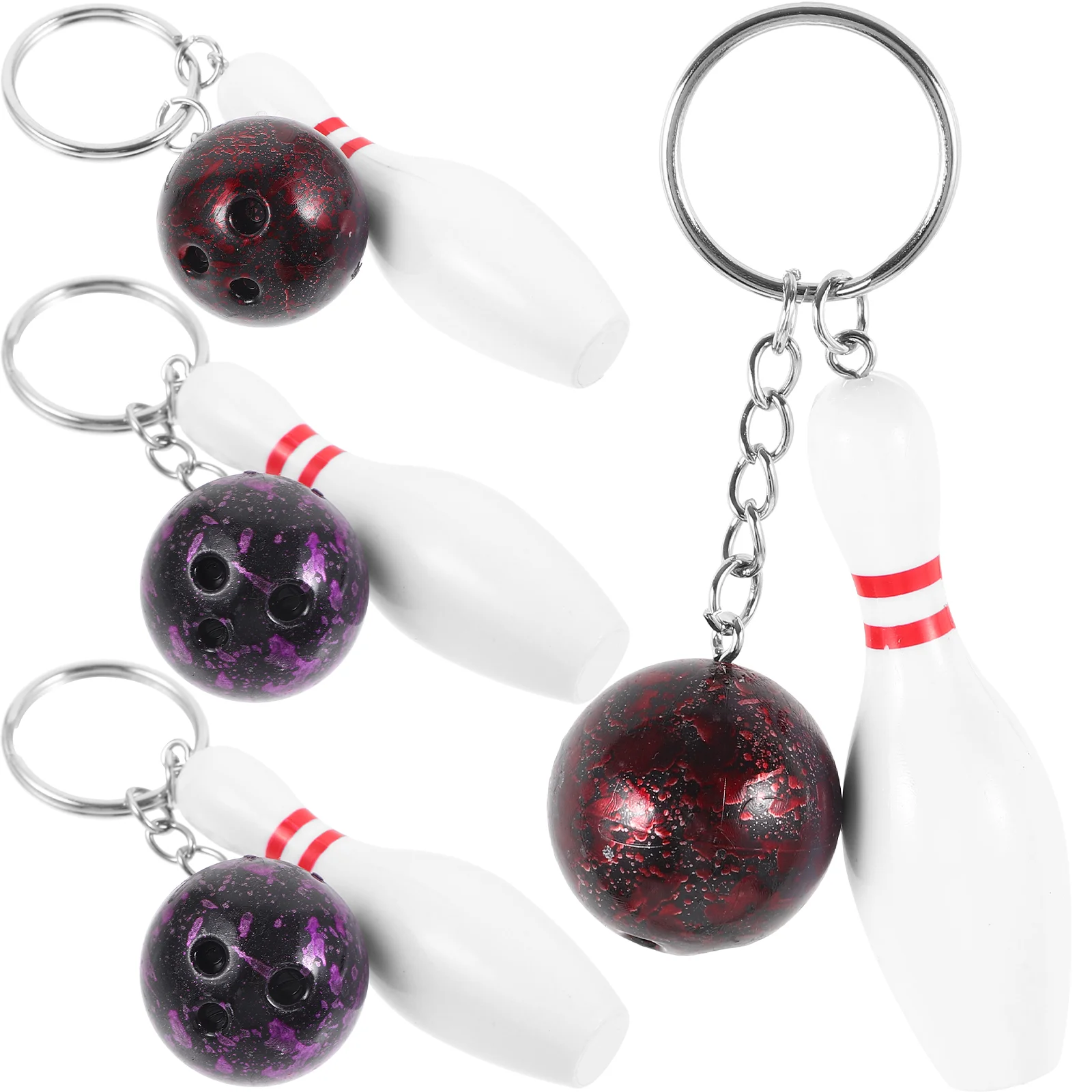 

4 Pcs Bowling Keychain Match Keychains Mini Rings Car Decor Casual Exquisite Adorable Pvc Crafts