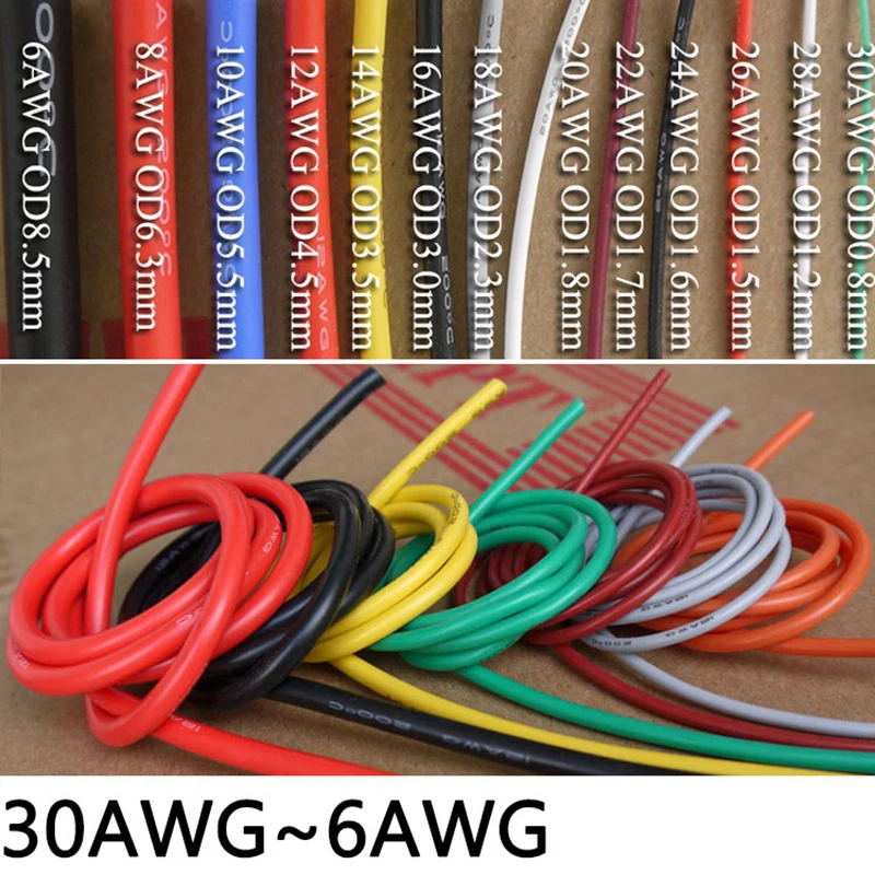 5M/10M Super Soft Silicone Insulated Wire Cable 30 28 26 24 22 20 18 16 14 12 11 10 9 8 7 6 AWG Electronic Lighting Copper Wires