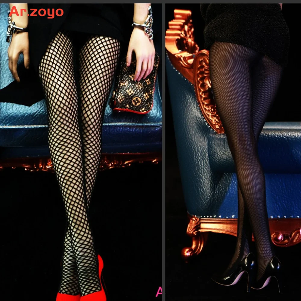 1/6 Scale Fire Girl Toys FT011 Seamless Siamese Fishnet Stocking Black Long Stockings Lace Lingerie Set F12"Body Figure