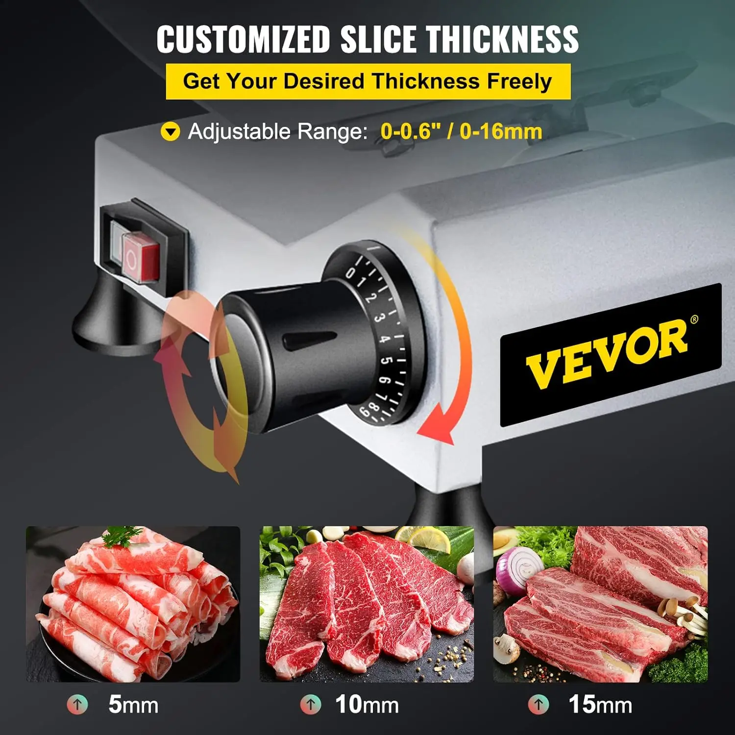 Commercial Meat Slicer,12 inch Electric Meat Slicer Semi-Auto 420W Premium Carbon Steel Blade Adjustable Thickness, Deli 4