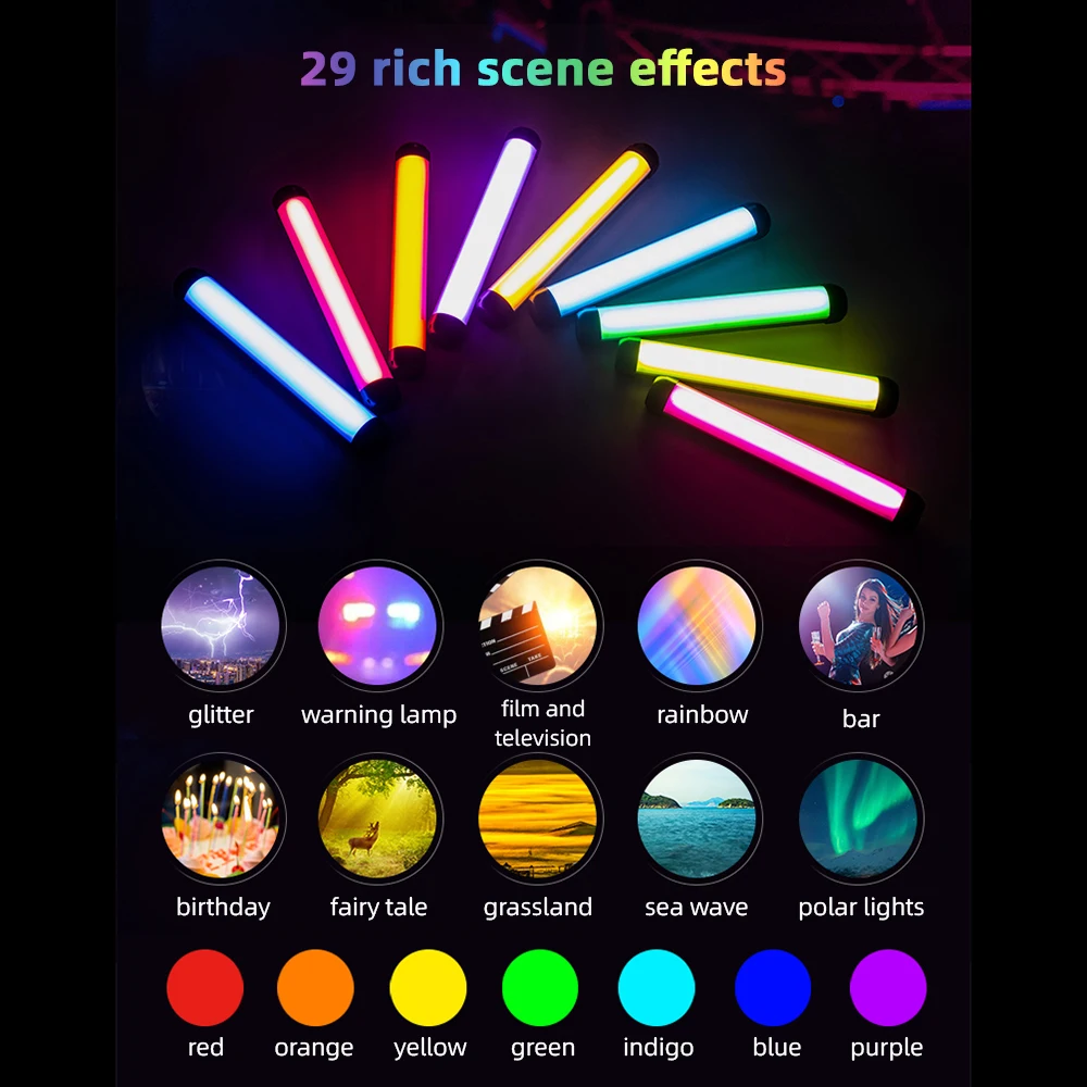 Weeylite K21 휴대용 RGB 라이트 스틱, LED 튜브 라이트 지팡이, 2500K-8500K 앱 제어, 마그네틱 후면 브이로그 라이브 스트리밍용, 8W