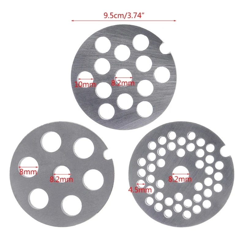 Meat Grinder Spare Parts Meat Grinders Plates Center Hole 8.2mm Stainless Steel Food Grinder Attachments