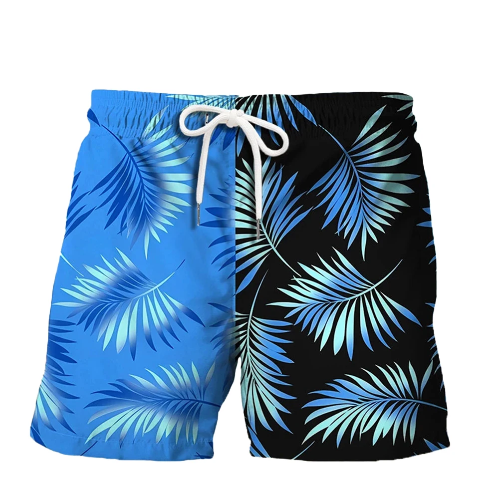 MensBoardShortsSwimShortsElasticatedWaistbandLeafColourBlockGraphicPrintQuickDry