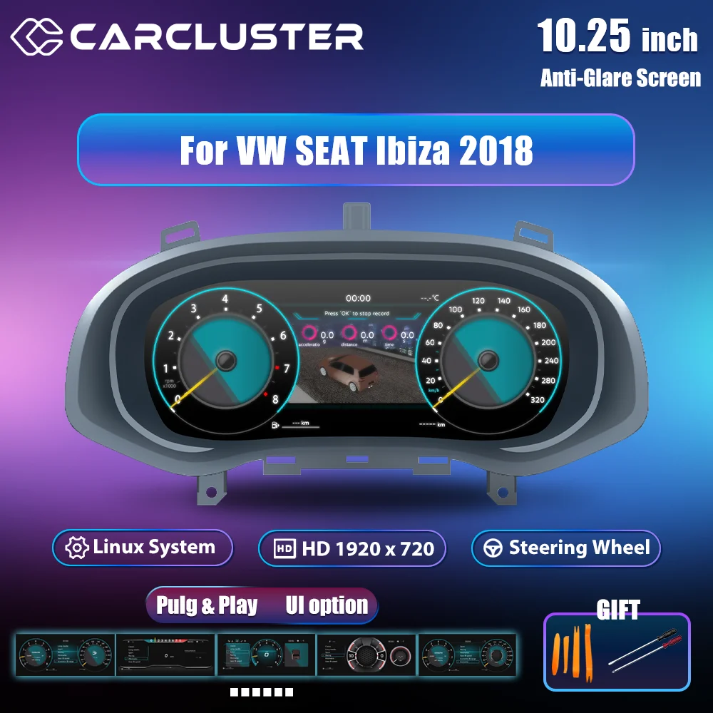 Panel de Instrumentos Digital LCD de 10.25'' para Seat Ibiza Plataforma MQB, Años 2018-2025, Compatible con HDMI y Carplay 1