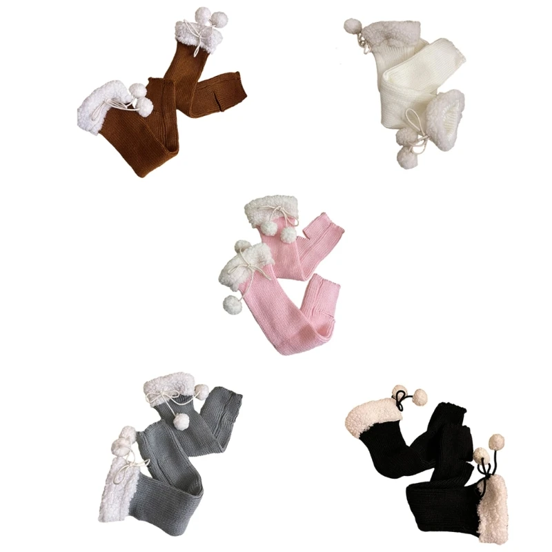 

Leg Warmers for Toddler Girl Winter Leg Covers Pompoms Bowknot Knee High Socks Soft Knitting Stockings Stretchy Leggings