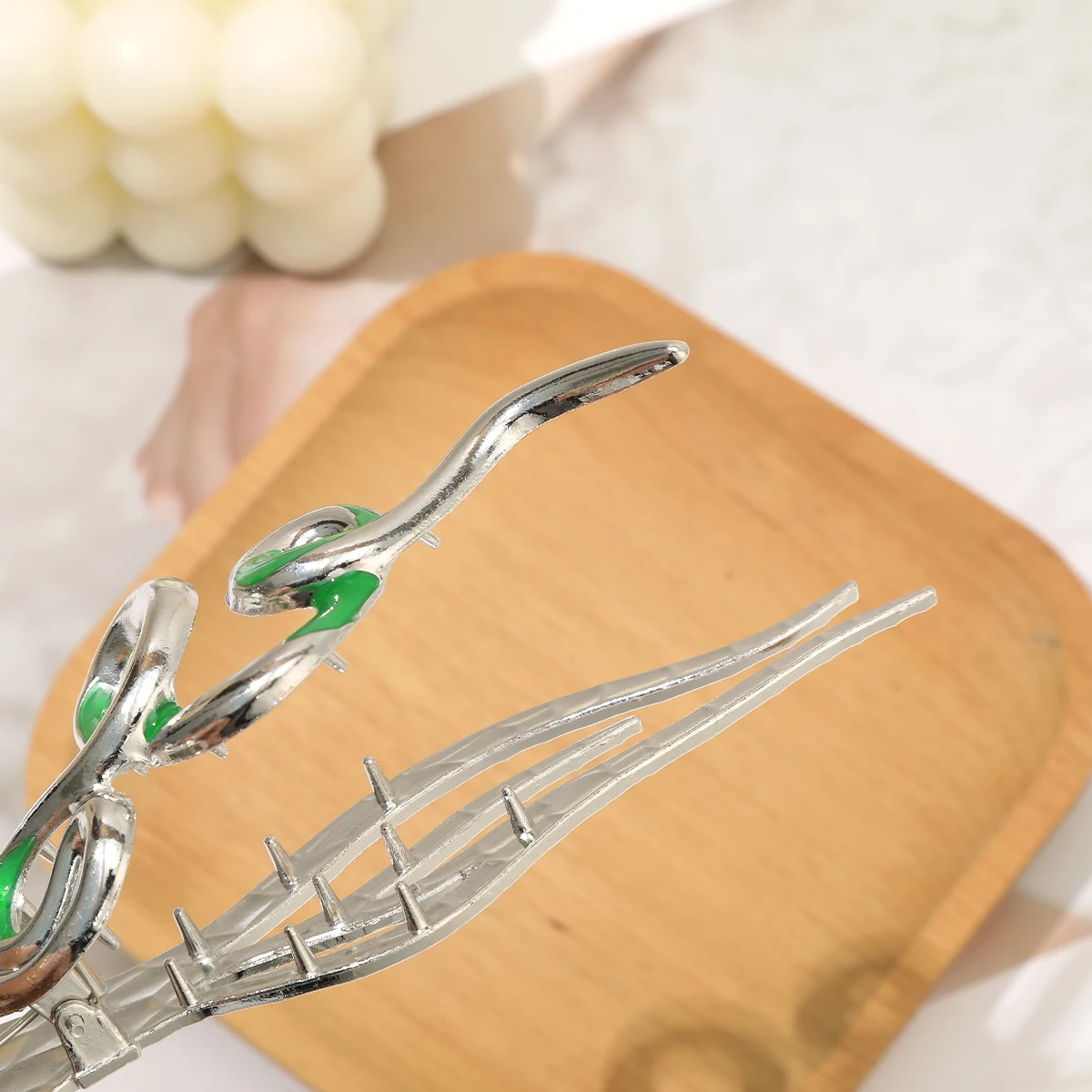 Alloy Green Snake Duckbill Clip Silver Hair Clip Hairpin For Women Ponytail Korean Barrette Headwear Hair Accessories