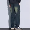 Men's 97% Cotton Straight Cargo Jeans Trendy Multi-pocket Nostalgic Loose Trousers Man American Vintage Fashion Denim Pants 6