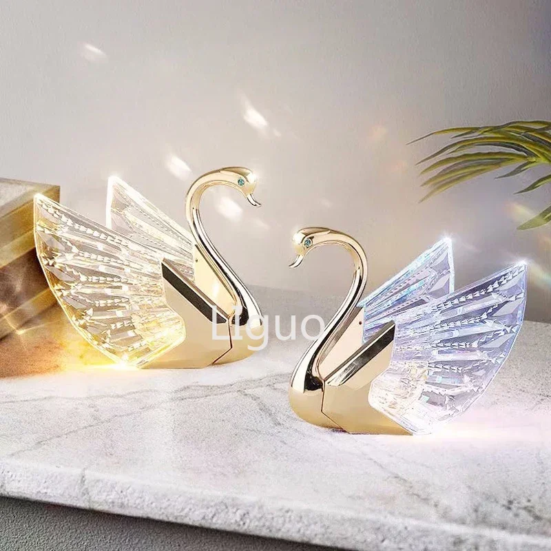 

FSS Elegant Swan Aluminum acrylic Bedside Table Lamp with Warm Light for a Calming Atmosphere Home Office Decor Living Room