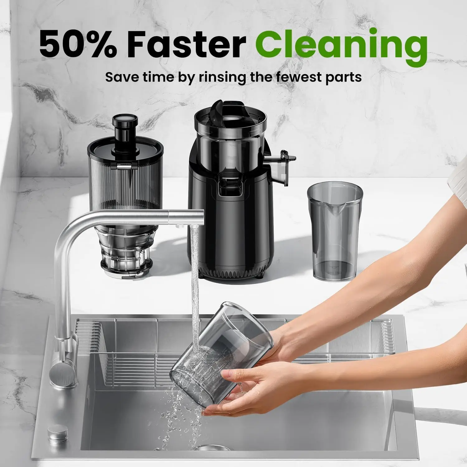 Cold Press Juicer, Slow Masticating Machines with 5.4" Extra Large Feed Chute Fit Whole Fruits & Vegetables Easy Clean Sel 5