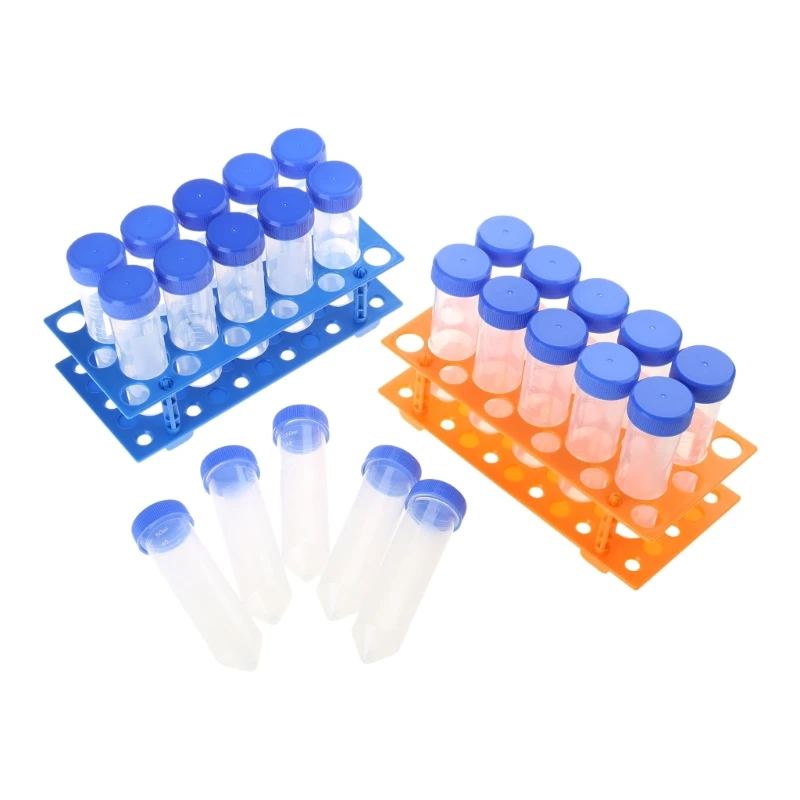 25Pcs Plastic Centrifuge Tubes with Screw Caps and Tubes Rack, 50ml Graduated Centrifuge Sample Storage Container