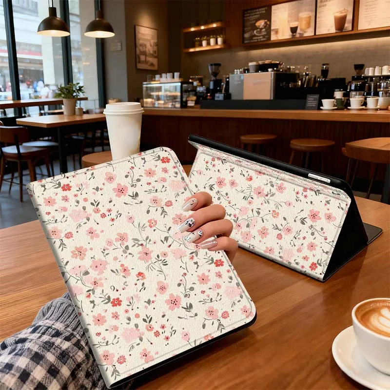 Cartoon Pink Flower Pattern Tablet Case