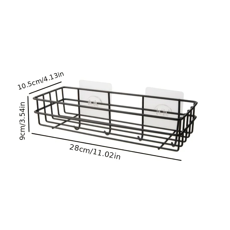 Storage Rack Hooks Kitchen Bathroom Bedroom Office Wrought Iron Bathroom Shelf Punch Free Hanging Shelf 1pc