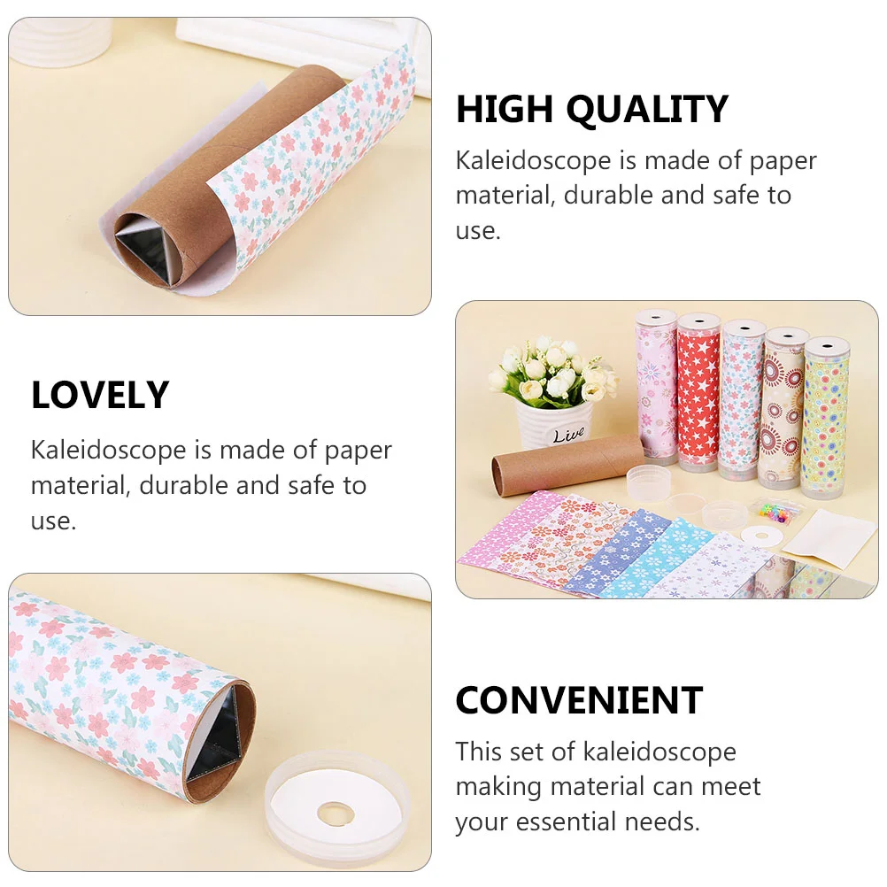 6 Pcs DIY Kaleidoscope Tool Printed Paper Teaching Aids Christmas Suite Kids Materials Tools Kits Making Props Child Toys Hand