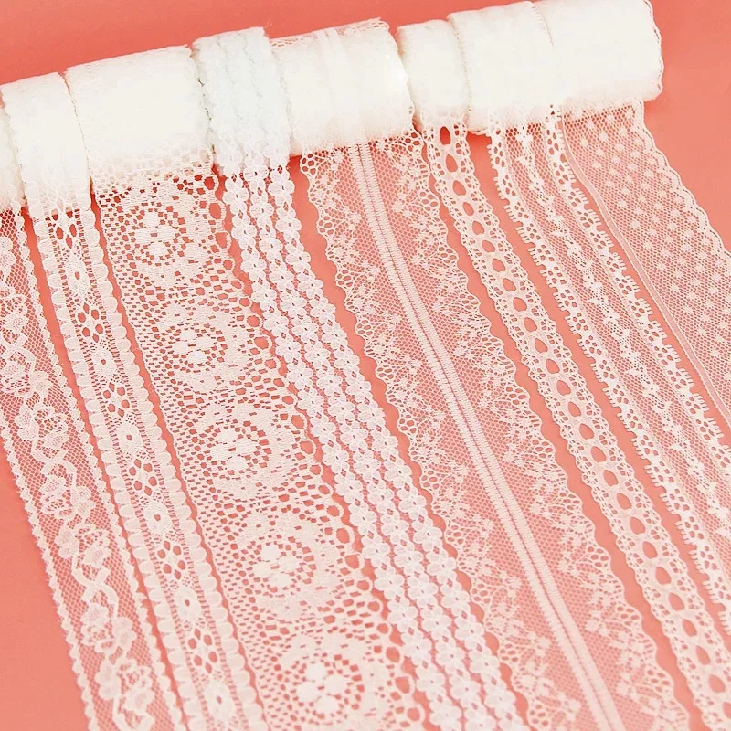 5 Yards/roll White Lace Ribbon Fabric Webbing Decoration Polyester Material Gift Packing Handmade DIY