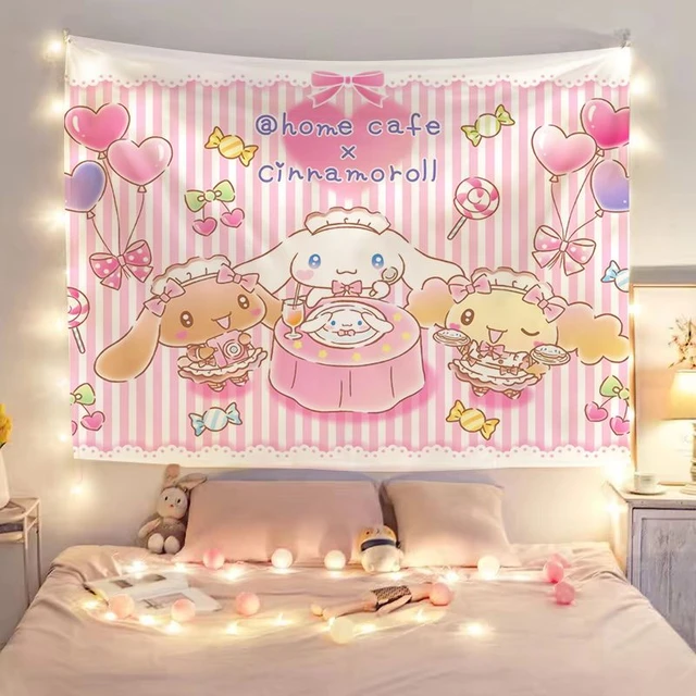 90-200cm Japanese Anime Tapestry Wall Hanging Room Decor Kawaii Sanrio  Cinnamoroll Cloth Tapestry Bedroom Background Decoration - AliExpress