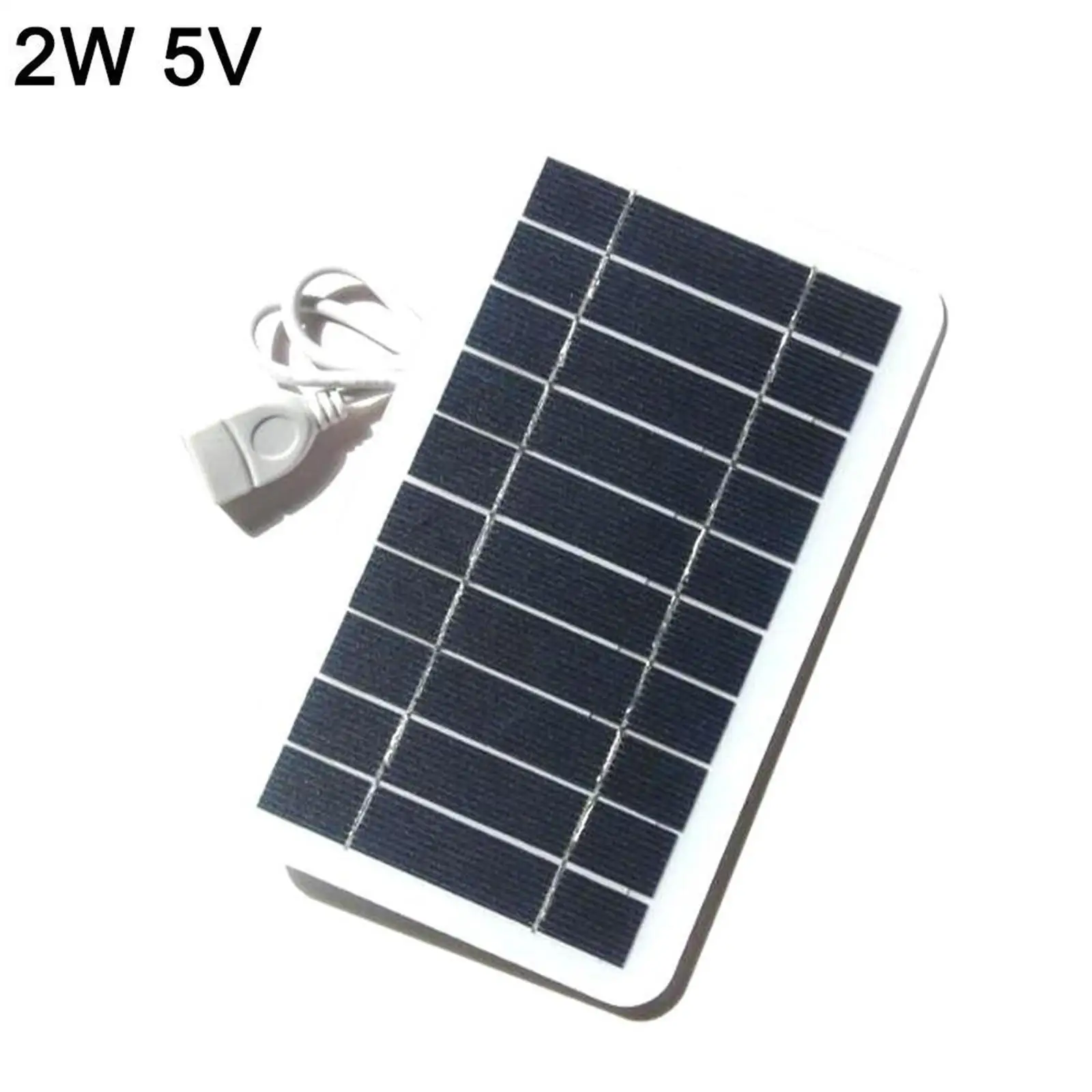 Portable Solar Panel Charger 5V 2W with USB Output for Safely Charging Power Banks Phones Outdoor Camping