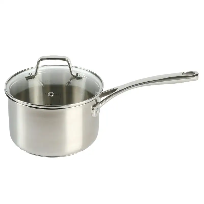 

Silverberry 2-Quart Matte Silver Stainless Steel SaucePan with Lid Milk frothing jug Espresso accessories Milk frother jug Stain