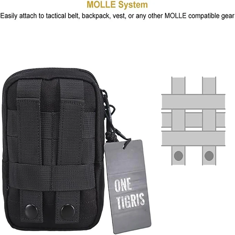 OneTigris 남성용 야외 스포츠 허리 팩, 러닝 백, MOLLE 전술 미니 EDC 유틸리티 파우치, 5.5 인치 아이폰 스마트폰에 적합