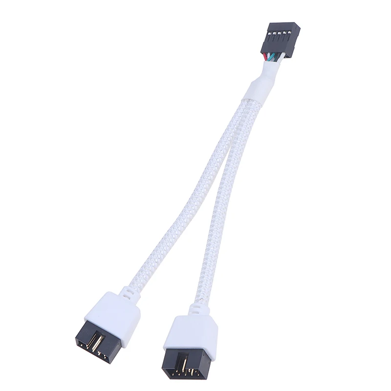 PC DIY용 오디오 HD 익스텐션 케이블, 15cm 컴퓨터 마더보드 USB 익스텐션 케이블, 9 핀 1 암 2 수 Y 스플리터