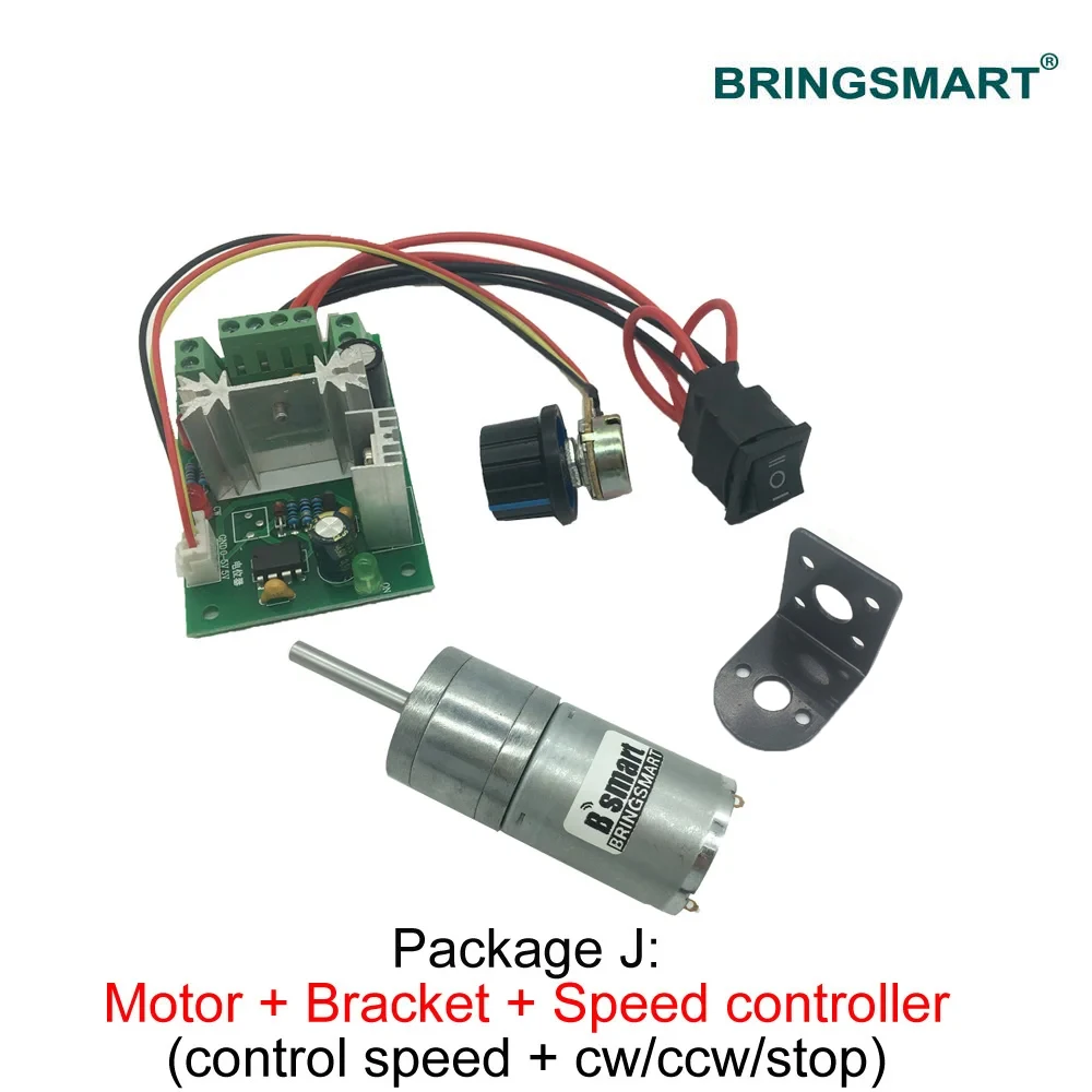 Bringsmart 25GA370 샤프트 길이 25MM 6V 12V 24V DC 모터 기어 12-1360RPM D 모양 긴 샤프트 모터 맞춤형 미니 감속기 로봇