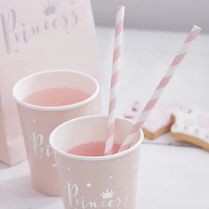 150pcs Biodegradable Stripes Paper Straws Stripes Disposable Drinking Straws For Kids Wedding Birthday Party Baby Shower
