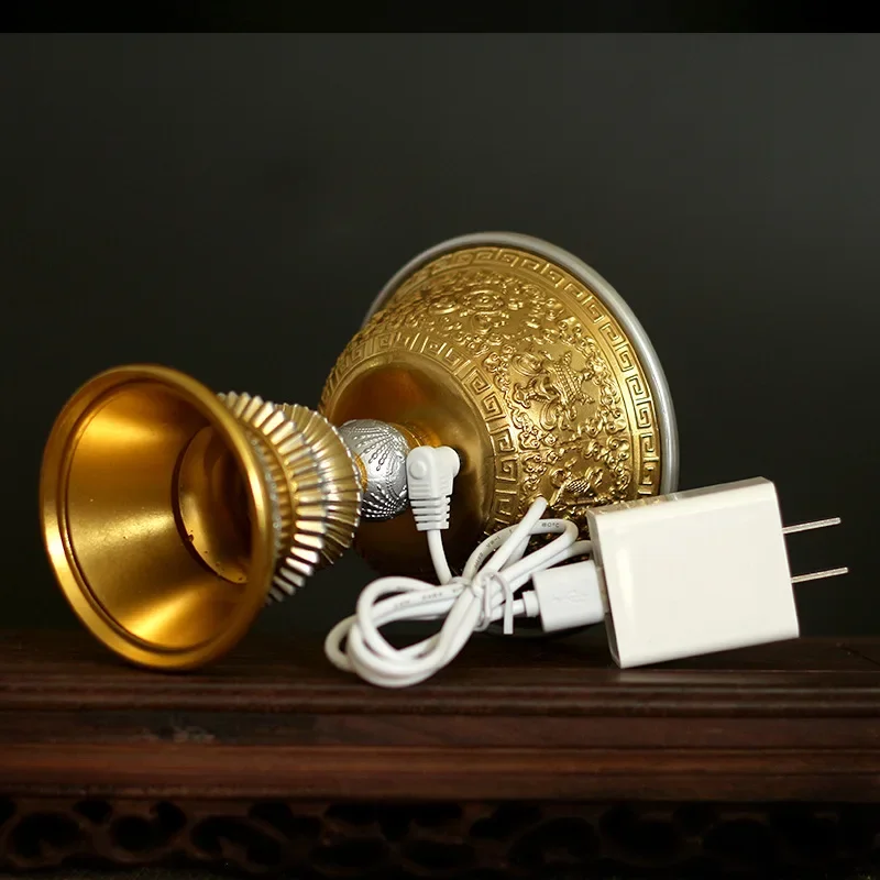 Electric Copper Tibetan Butter Lamp, Rechargeable Alloy, Buddhism