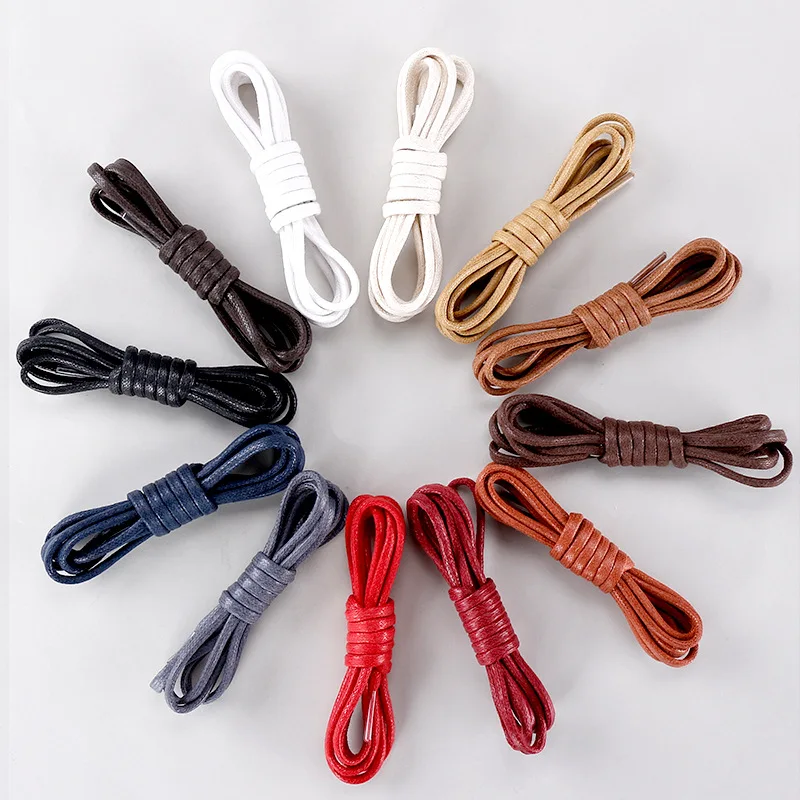1Pair Cotton Waxed Shoelaces Round Rope Shoe laces Boots Laces for