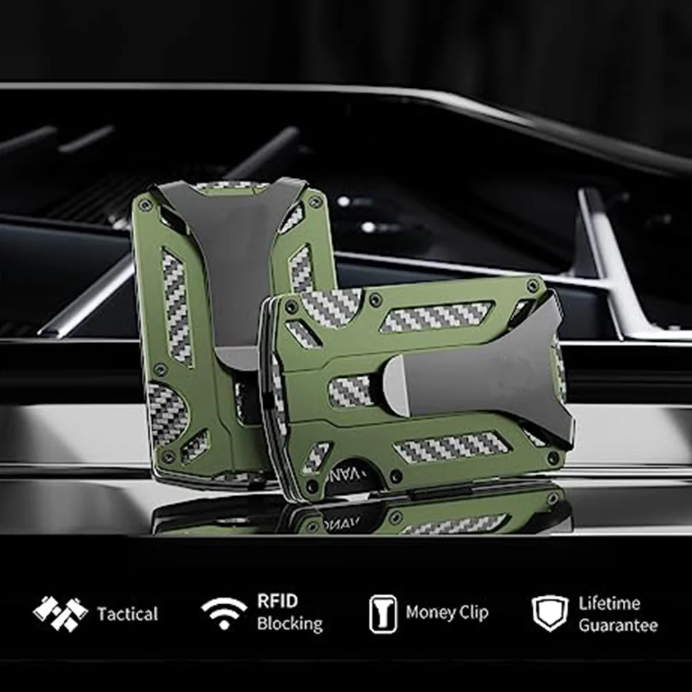 Men's Carbon Fiber Tactical Wallet with RFID-Blocking and Slim Aluminum Design
