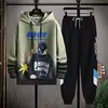 Spring Autumn Men's Suit Korean Casual Hoodie+sweatpants Two-piece Set Men Clothing Trouser+graphical Hoodies Tracksuit Men 2022 2