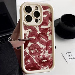Sexy Girl Red Lips Matte Case For iPhone 11 12 13 14 15 Pro Max X XR XS Max 7 8 15 14 Plus SE 2020 SE3 Soft TPU Back Cover Funda