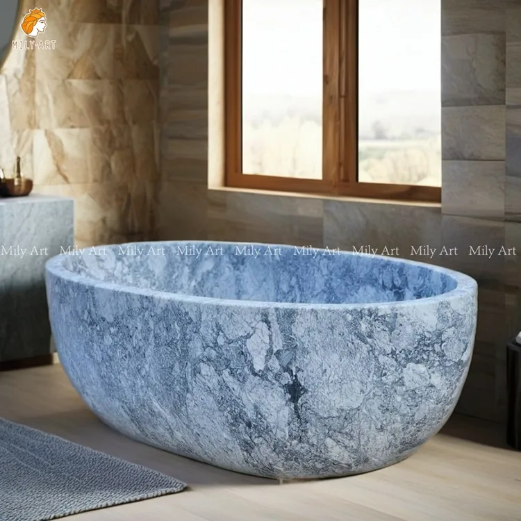 Grey Stone Round Marble Natural Graphic Design Modern Freestanding Bath Tub Bathtub for Sale