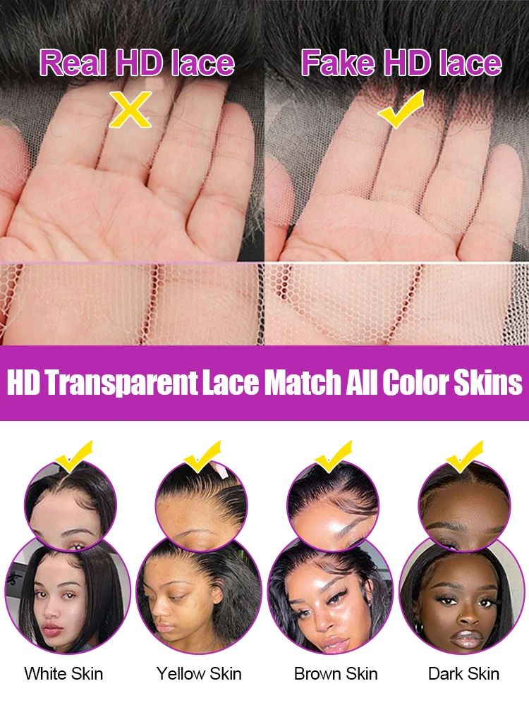 40 50 Inch Straight 13x6 13x4 Hd Lace Front Human Hair Wig 250 Density Brazilian 360 Full Lace Frontal Wigs Preplucked For Women 5