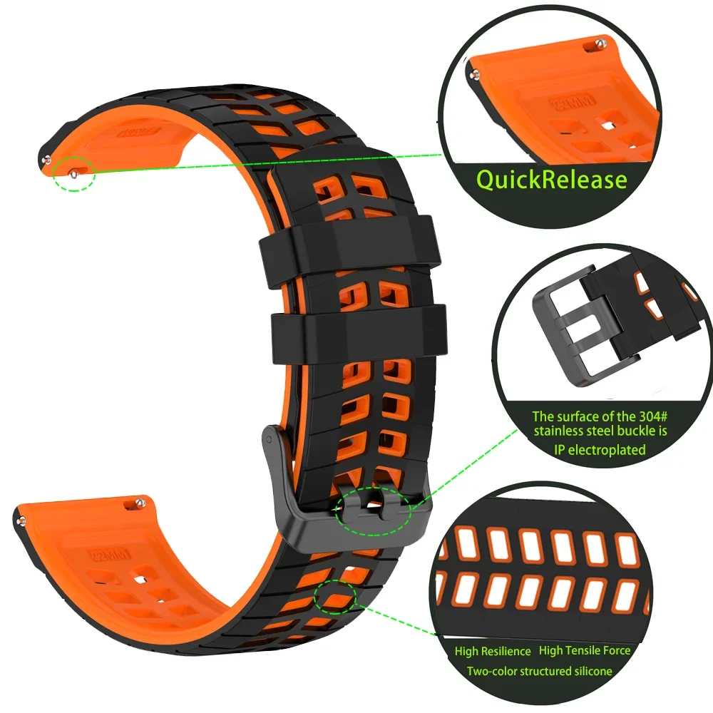 Breathable Silicone Sport Strap - 22mm Band
