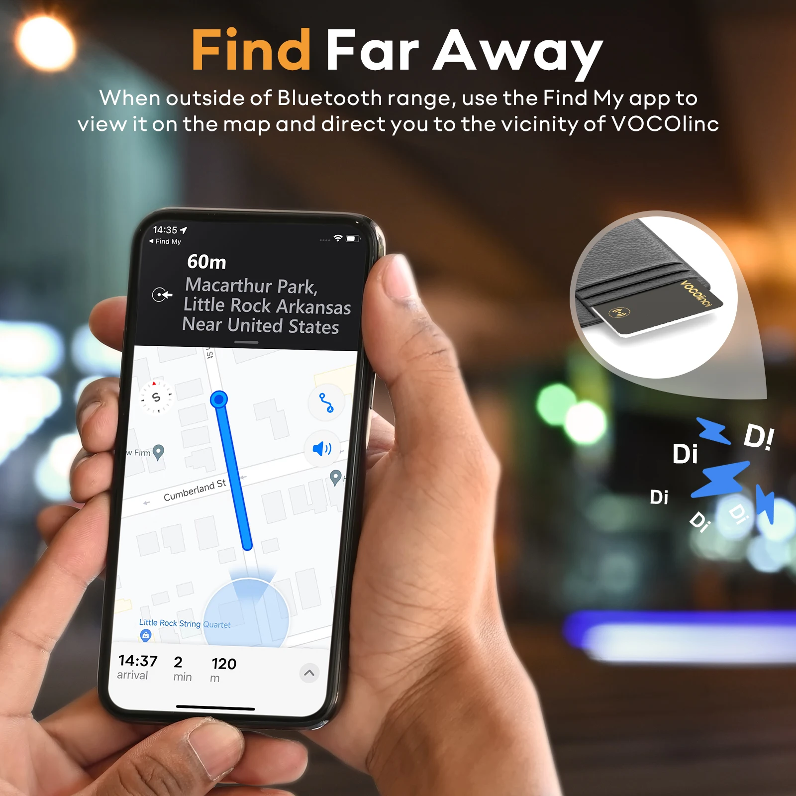 1/2Pcs VOCOlinc Smart Bluetooth Wallet Tracker Passport Tag, Use with Find My (iOS Only), Anti-lost Item Finder Keychain Locator 2