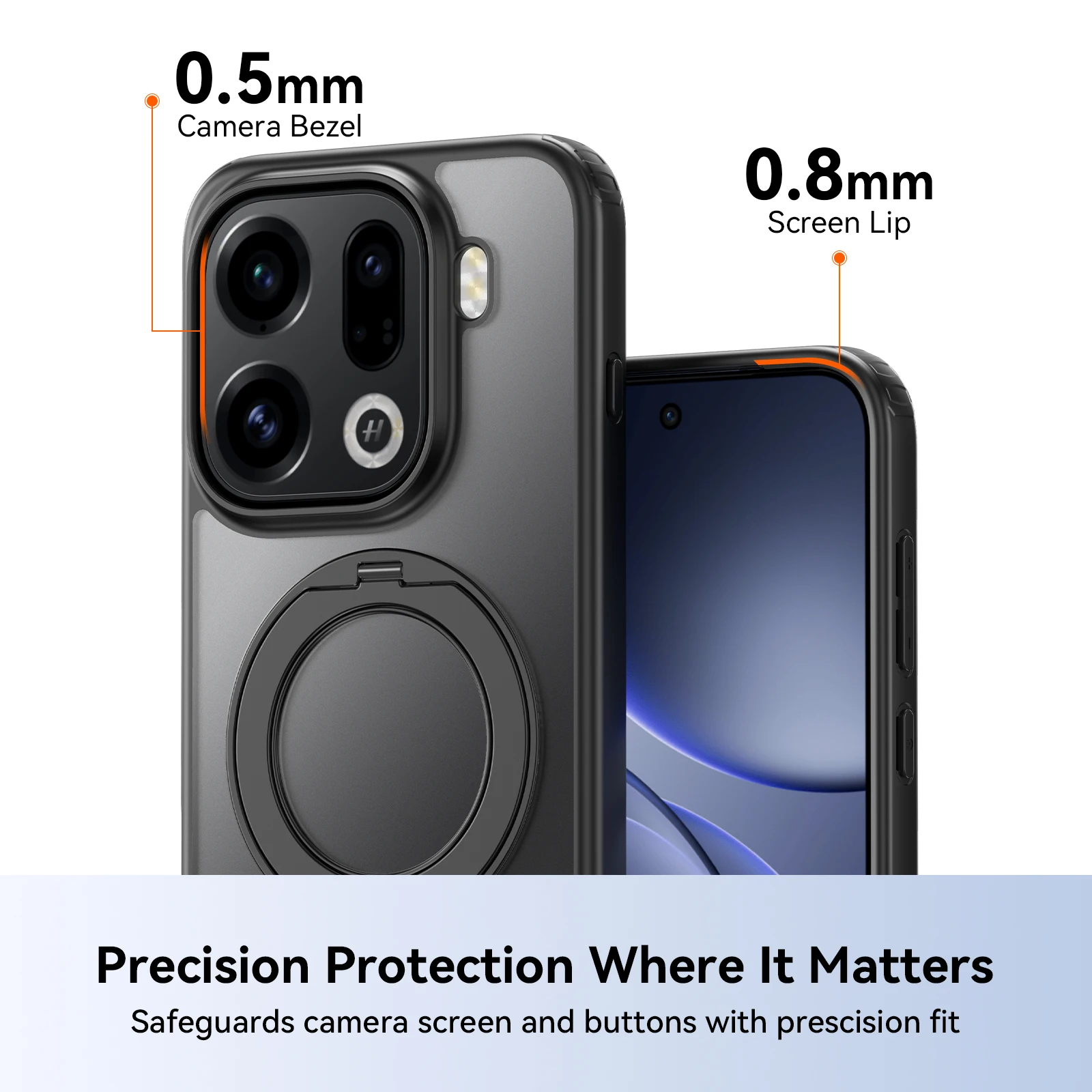 Translucent Shockproof Armor Magnetic Phone Case with 360° Rotating Bracket and Matte Back Cover