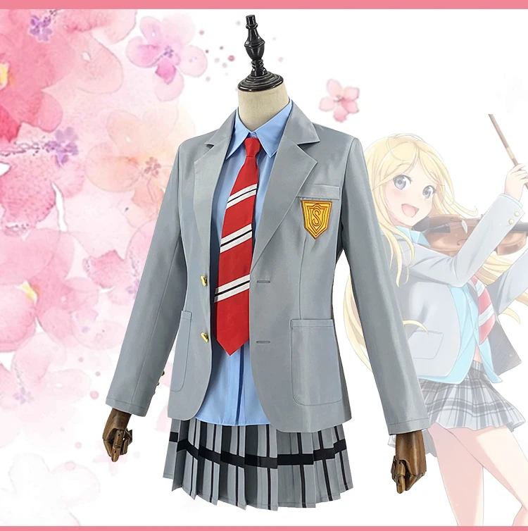 Anime Dein Lüge im April Cosplay Kaori Miyazono Schuluniform Kostüm Halloween Kostüm für Frauen 3