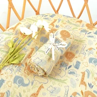 HappyFlute 100% Cotton Baby Muslin Swaddle Animal Print Baby Blanket Baby Wrap 120*110CM 1