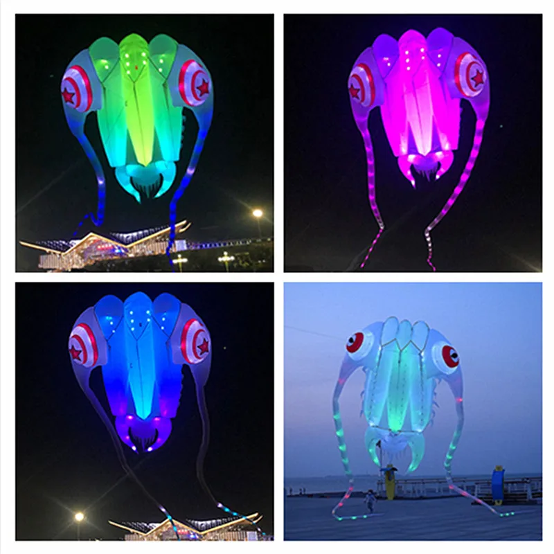 

free shipping 20m led octopus kites colorful flying kites for adults professional outdoor games giant kite inflatable toys fun