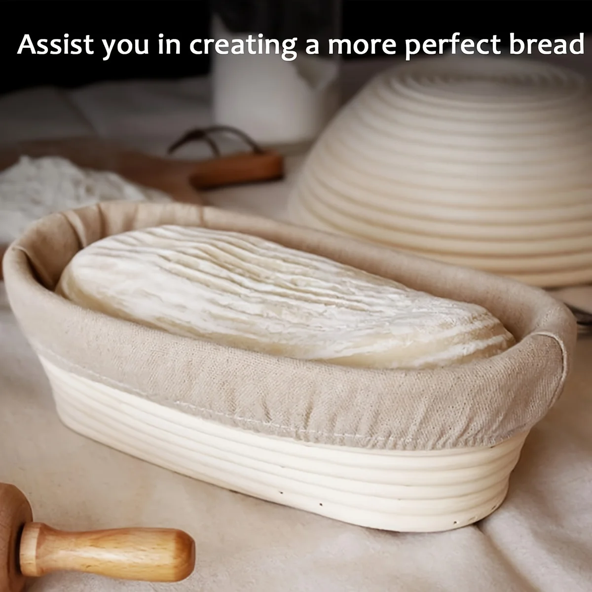 Kitchen Tool Oval/Round Bread Fermentation Basket Cloth Lining Dough Basket Cover Home Bread Dough Fermentation Baking Tools 1Pc