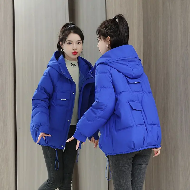 

New Winter Women Short Parkas Jackets Casual Thick Warm Hooded Pattern Coat Female Winter Outwear loose Jacket parkas 2023