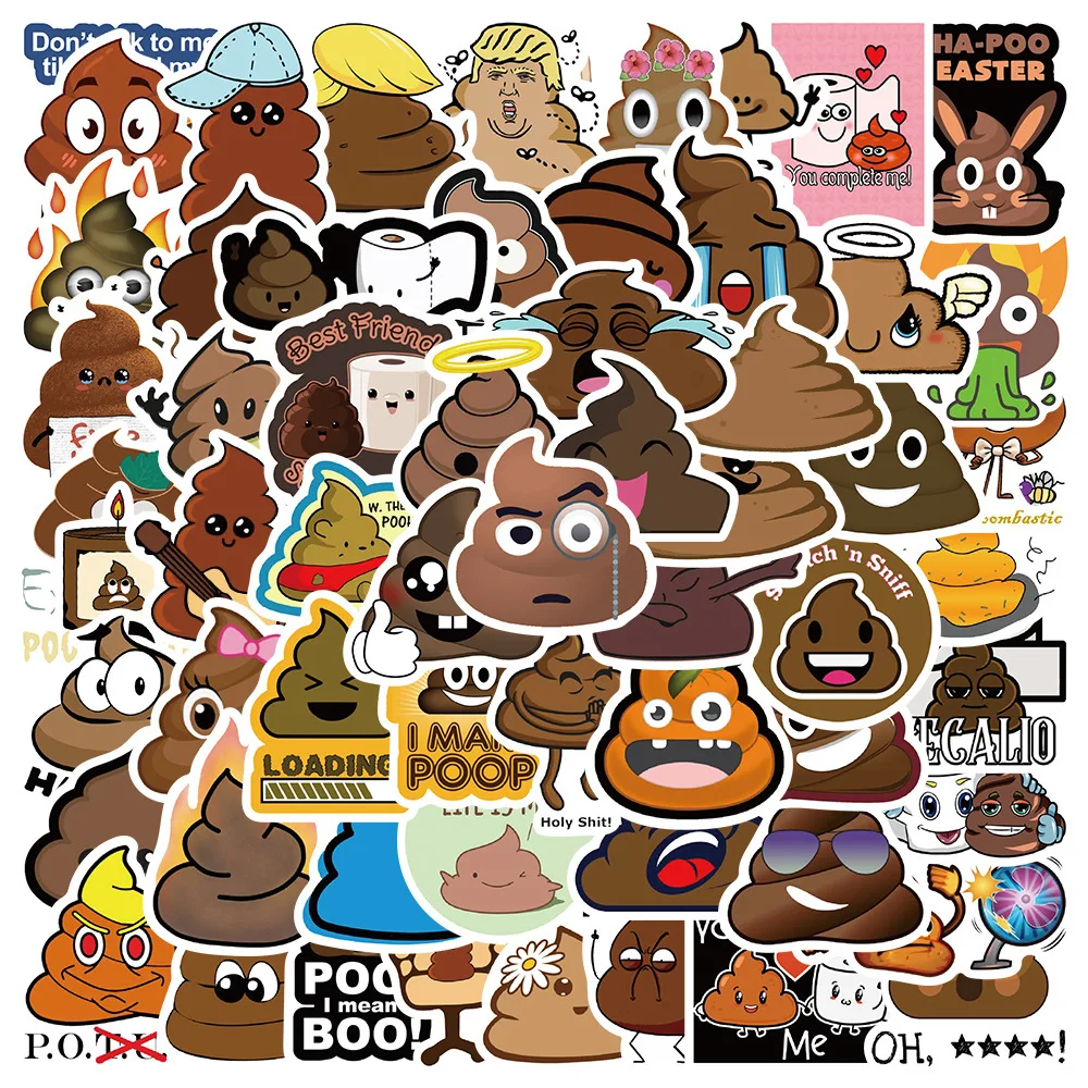 10/30/60PCS Cartoon Funny Poop Stickers Skateboard Fridge Guitar Laptop Motorcycle Travel Cool Graffiti Decal Sticker