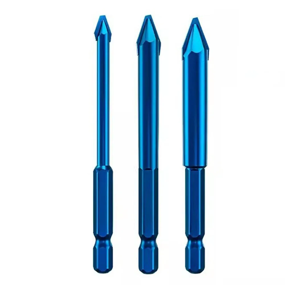 

3pcs Tilted Eccentric Drill Triangular Bit Hex Shank 6/8/10mm Batch Head For Ceramic Glass Common Brick Hole Punching Tool Parts