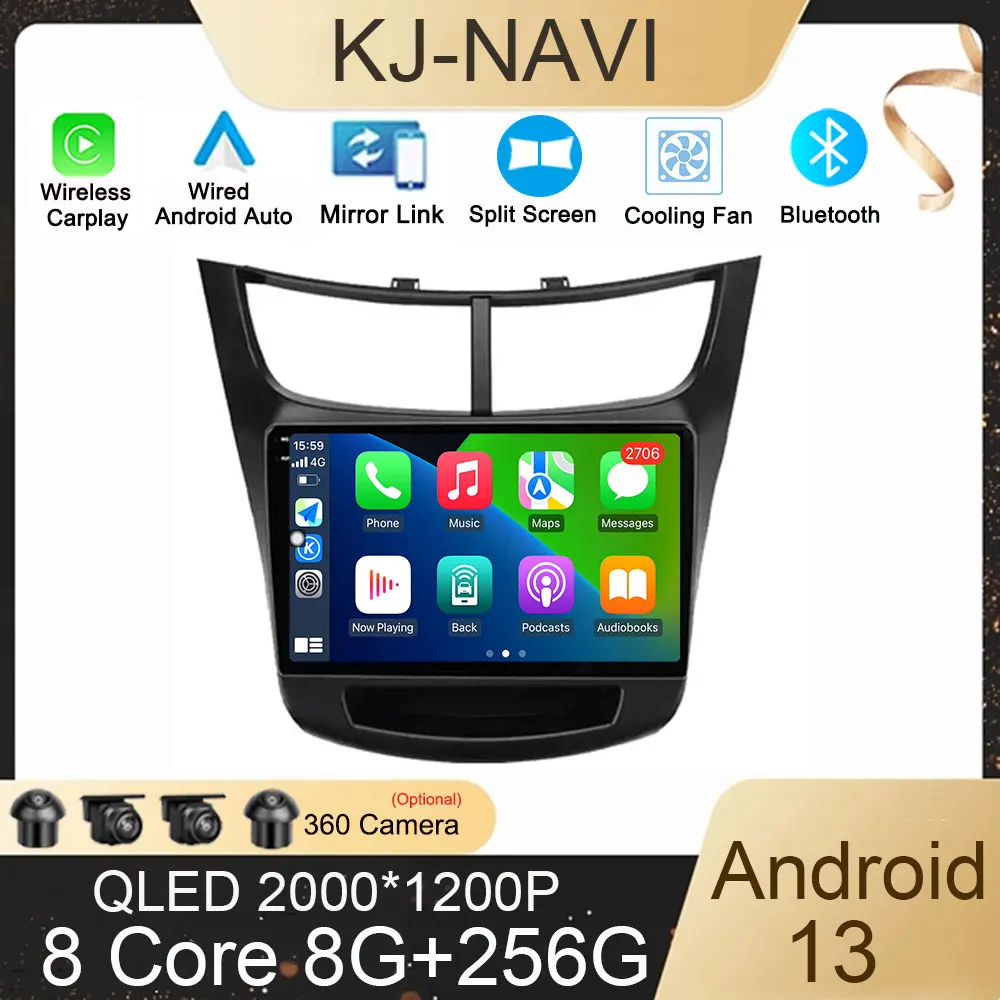 

Автомобильная навигация с Bluetooth-экраном Android 13 Carplay для Chevrolet Sail aveo 2015-2019 мультимедийный видеоплеер Carplay Авторадио