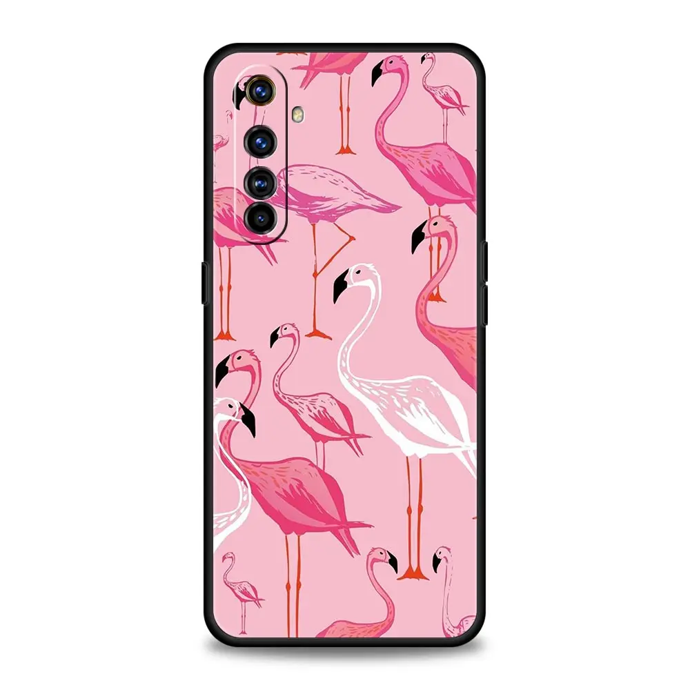 Pink Red Flamingo Soft Silicone Phone Case - Stylish Black Cover