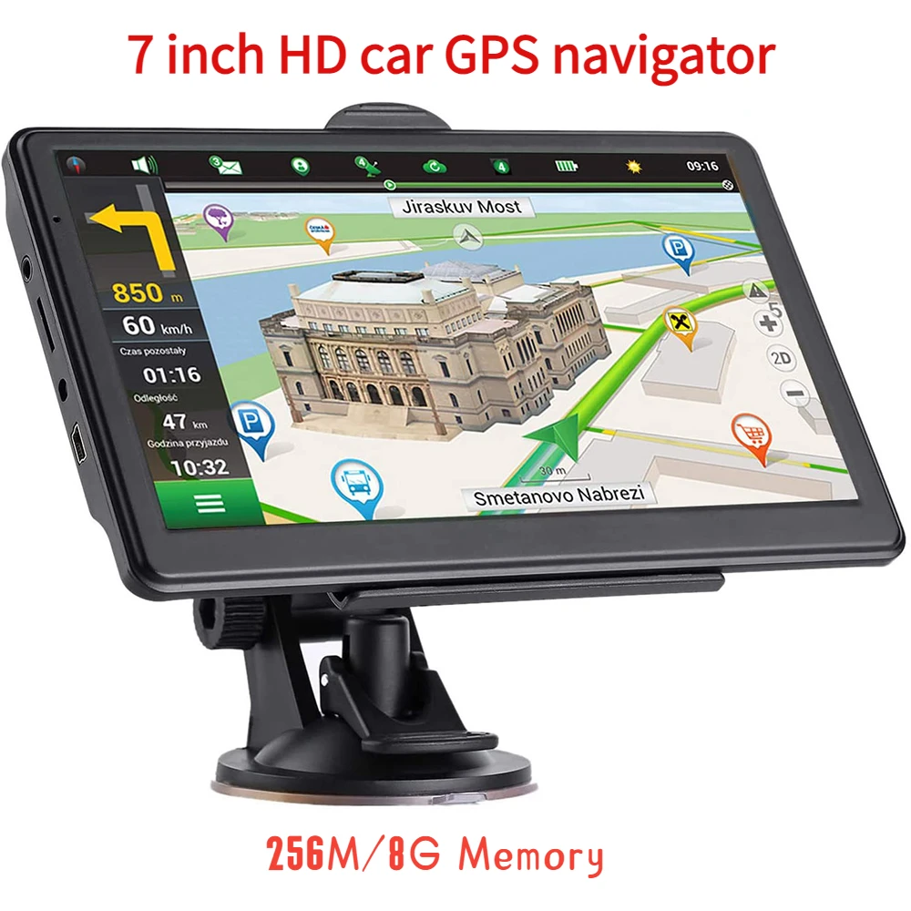 7 Inch HD Portable Car GPS Navigator Car Truck RV Satellite Navigation 256M+8G Large Memory 2022 Europe Map Russia GPS Navigator off road gps