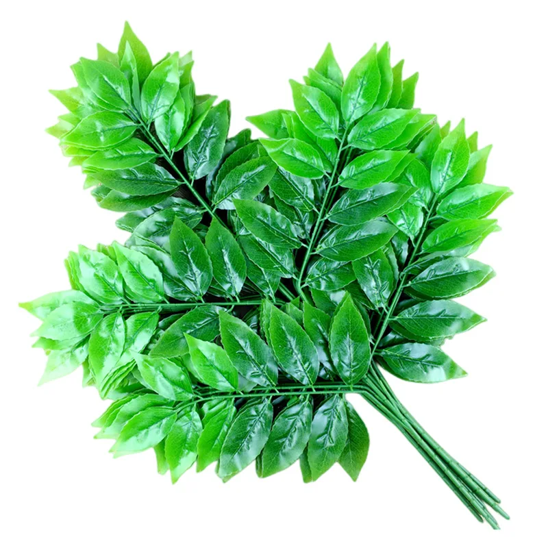 

12pcs Artificial Siberia Elm Tree Leaves Branch For Plant Wall Background Wedding Party Home Hotel Garden Office Bar Decorative